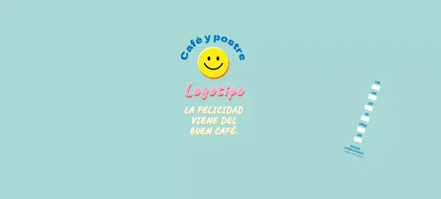 Azul linda ilustración Lettering Cafe