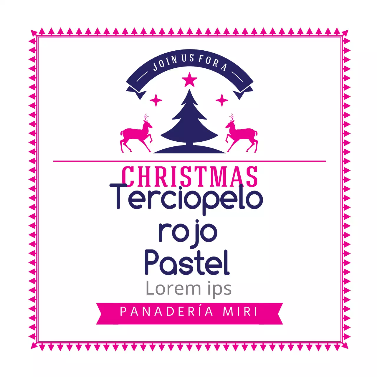 Púrpura Rosa Etiquetas ilustradas de Navidad para repostería