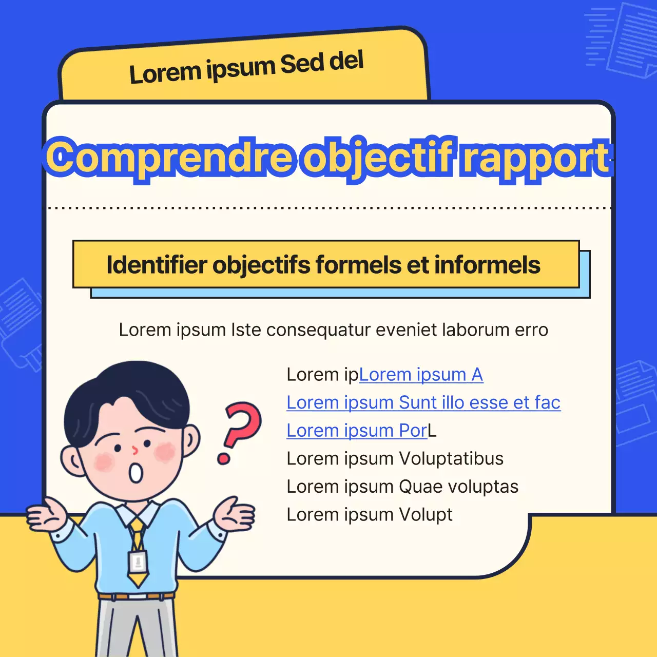 Un kit d'intégration des nouveaux employés simple, bleu et jaune