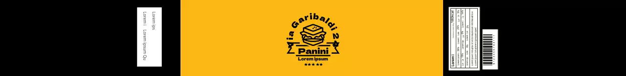 Logo illustrazione nera e gialla etichetta hamburger