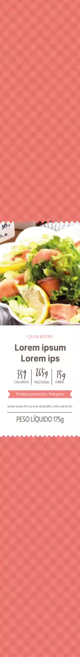 Caixa Bento com moldura vermelha para salada de salmão fumado
