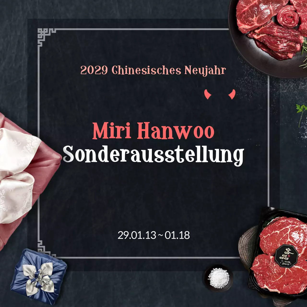 Neujahrsbeef-Event in Schwarz und Rot