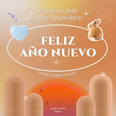 Felicitaciones de Año Nuevo de conejito con un toque suave
