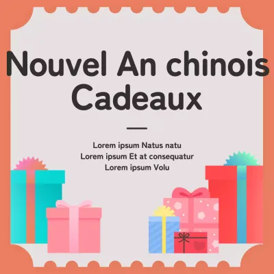 Exposition de cadeaux pour le Nouvel An lunaire avec coupons et boîtes cadeaux en arrière-plan