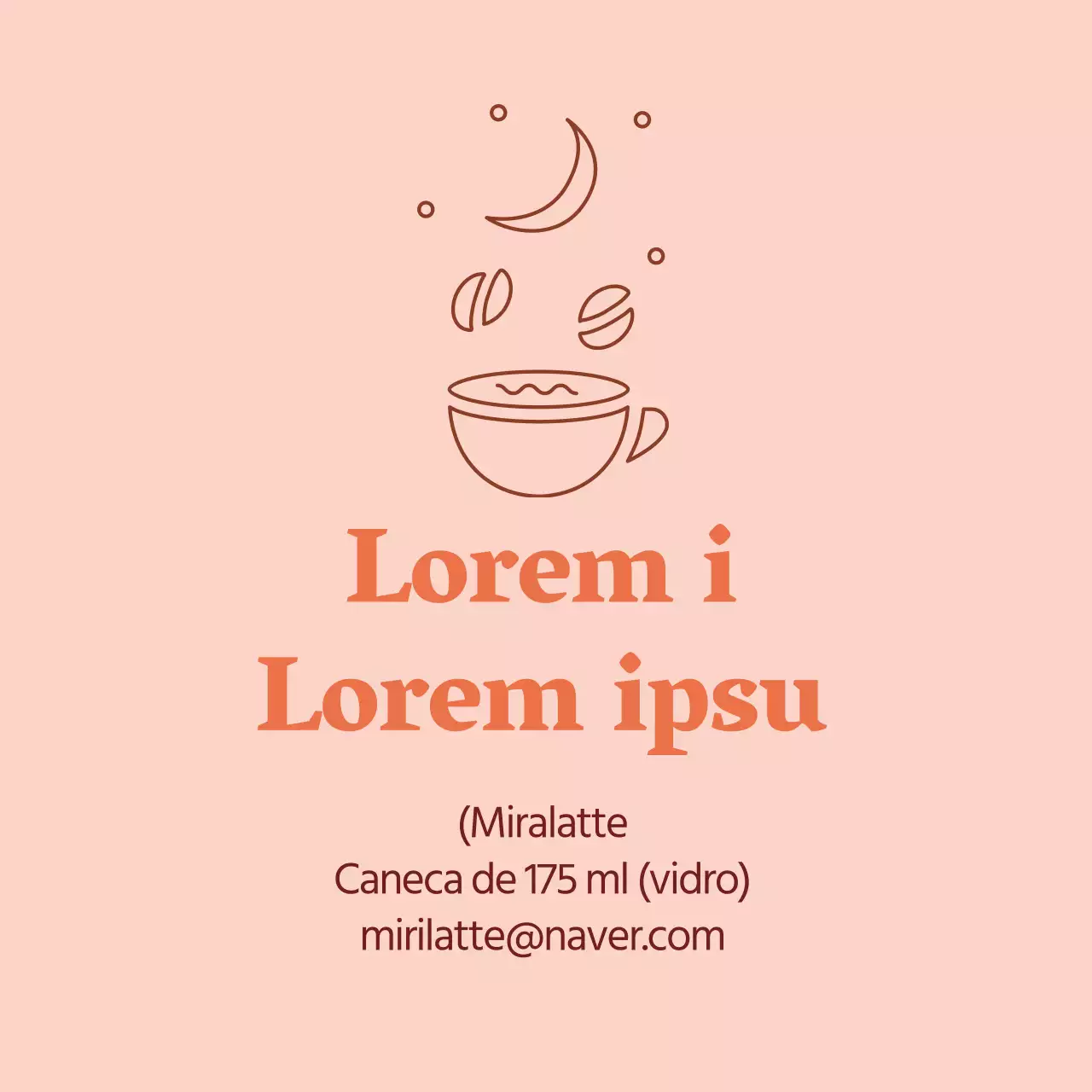 Rótulo promocional de café elegante com ilustração a laranja