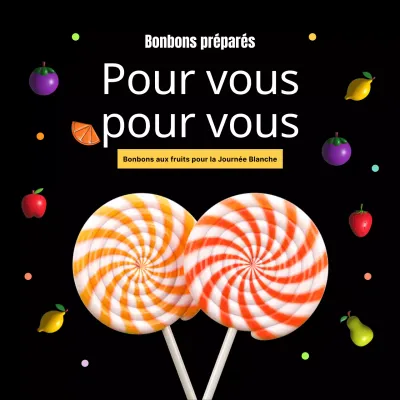 Bonbons noirs et jaunes du jour blanc