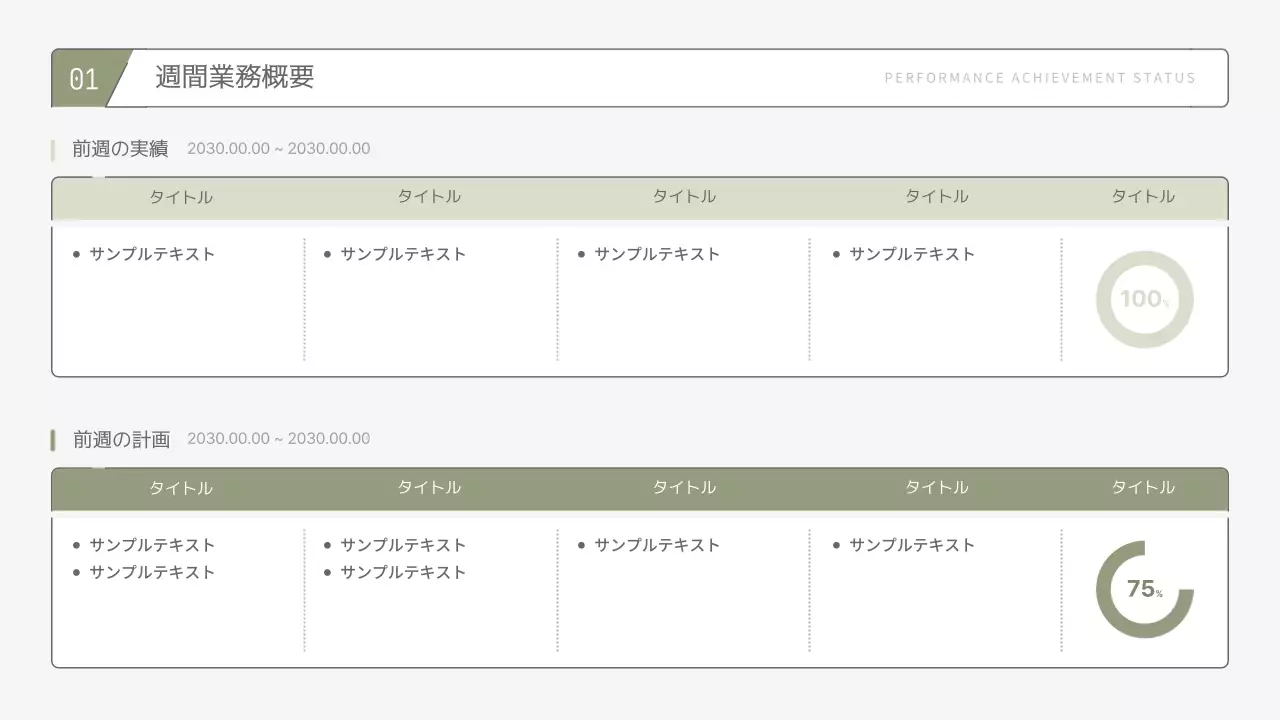 緑 シンプル 週報 報告書 プレゼンテーション