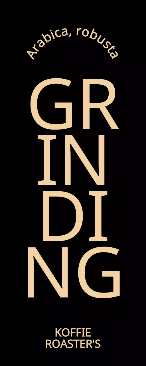 Promotie van een eenvoudig, luxe caféconcept met zwarte en beige tekst.