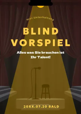 Vorstellungsansage mit gelben Lichtern auf der Bühne