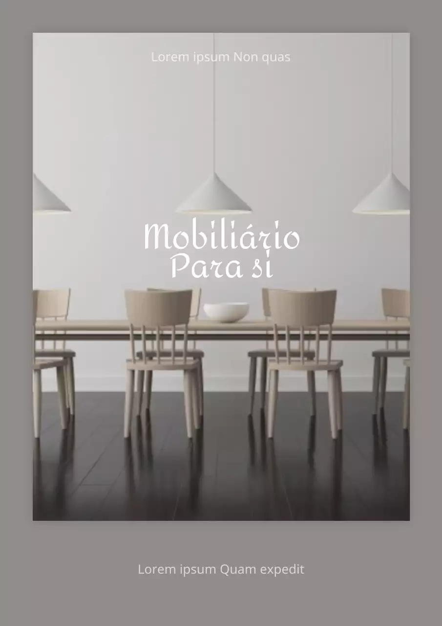Análise de uma loja de mobiliário elegante em bege, folheto promocional de evento