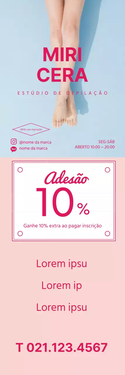 Menu de loja de depilação limpa com destaque para fotografia cor-de-rosa