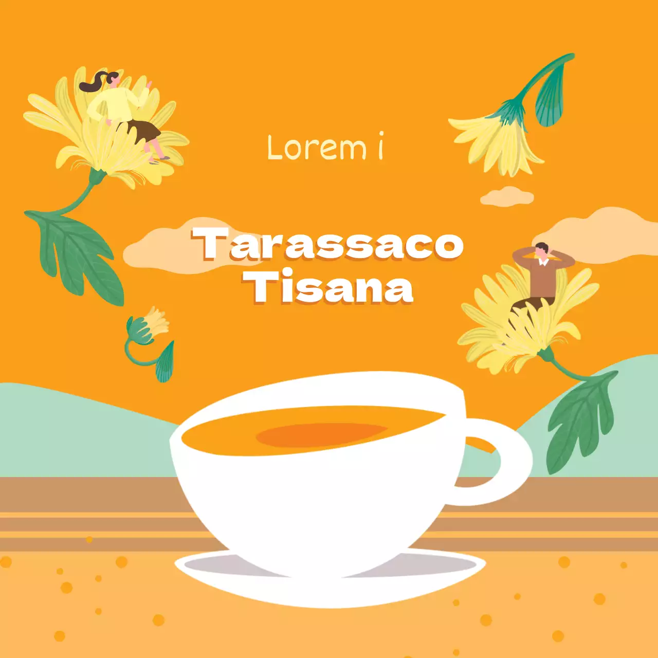 Illustrazione gialla Etichetta del pacchetto di tisane alimentari carino