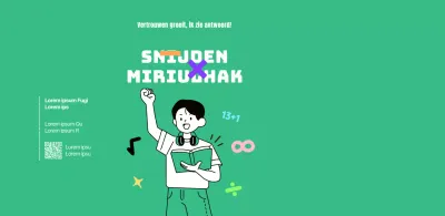 Middelbare wiskundeschool met groene studentenillustratie