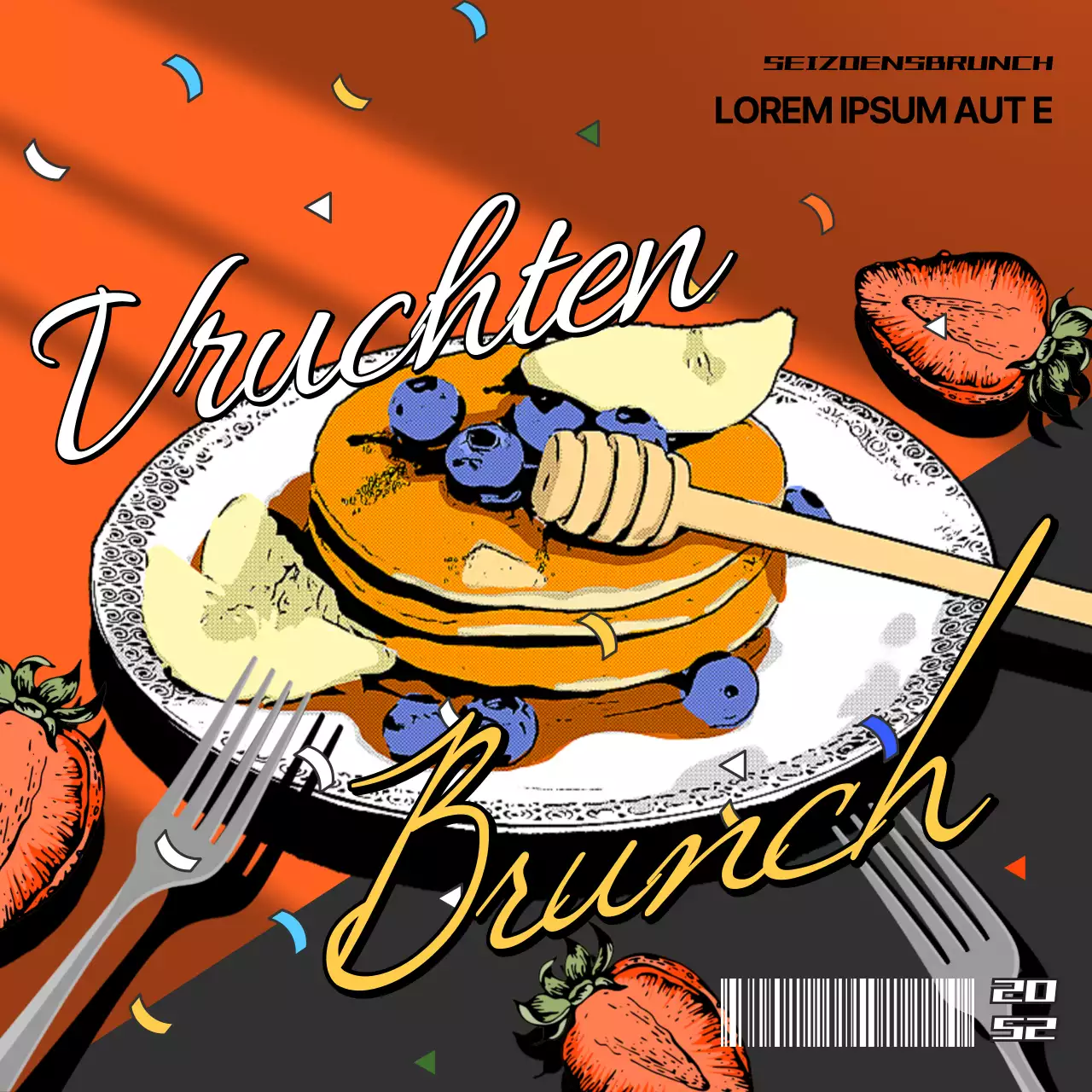 Introductie van het rood en zwart seizoensgebonden fruit brunchmenu