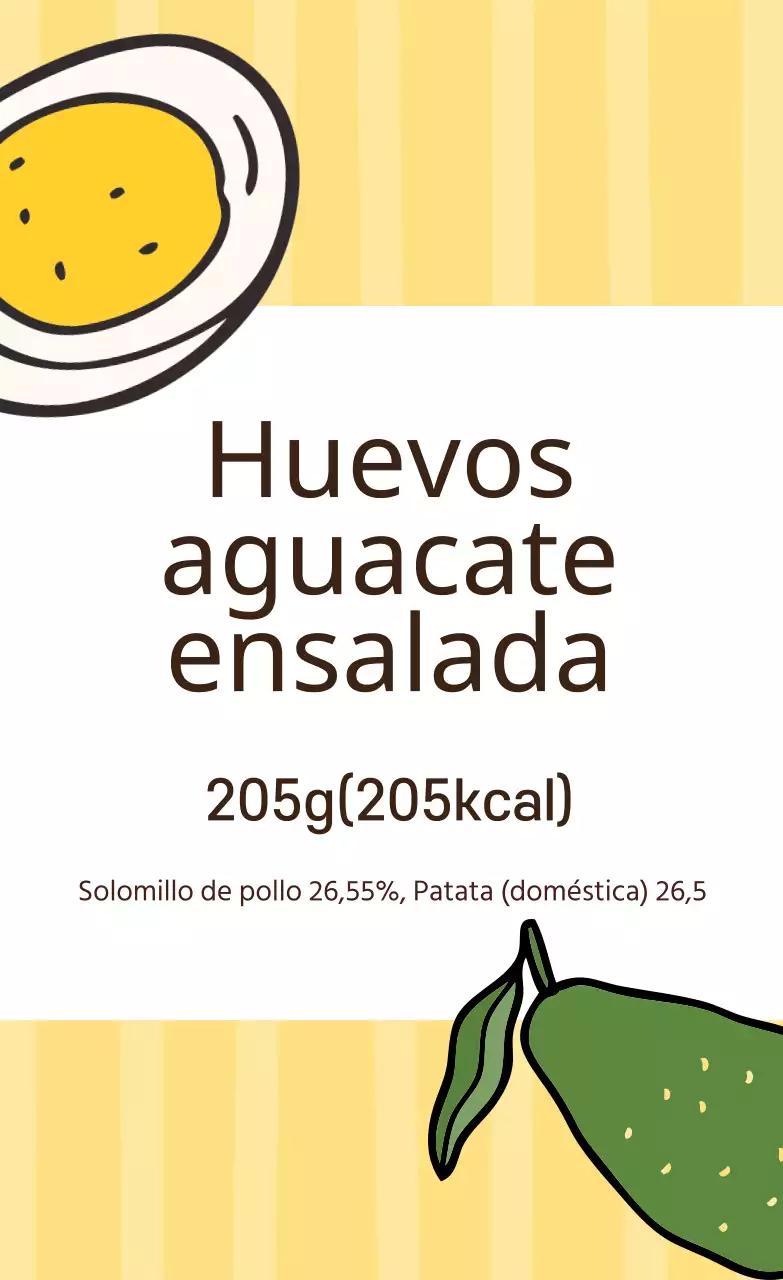 Etiqueta ilustrada amarillo-verde para ensaladas