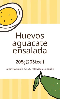 Etiqueta ilustrada amarillo-verde para ensaladas