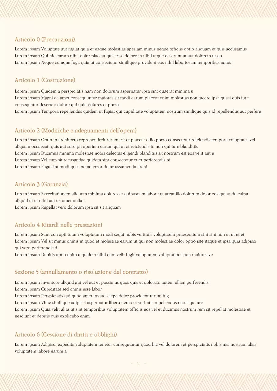 Contratto standard per lavori d'interni in uno schema di colore marrone dorato tenue