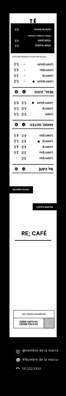 Black simple bean coffee menu board