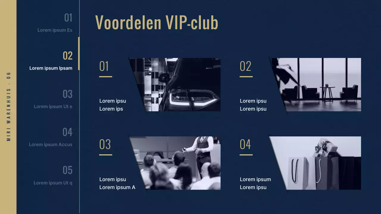 VIP Club in het luxe warenhuis in marineblauw