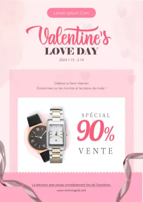 Célébration de la Saint-Valentin en rose Montre de mode Bijoux Web Poster