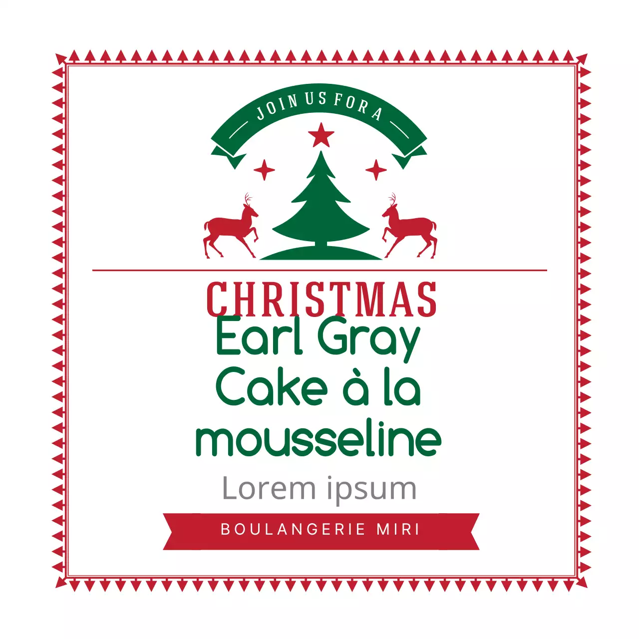 Étiquettes de boulangerie de Noël avec illustrations rouges et vertes