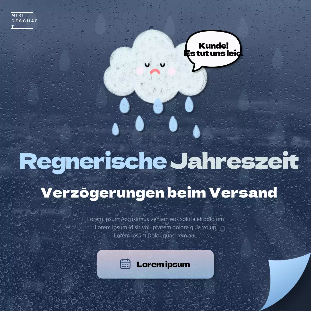 Lieferverzugsanzeigen mit Regenelementen in marineblau und hellblau