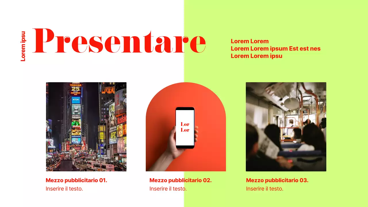 Annuncio commerciale in stile moderno in rosso e chartreuse