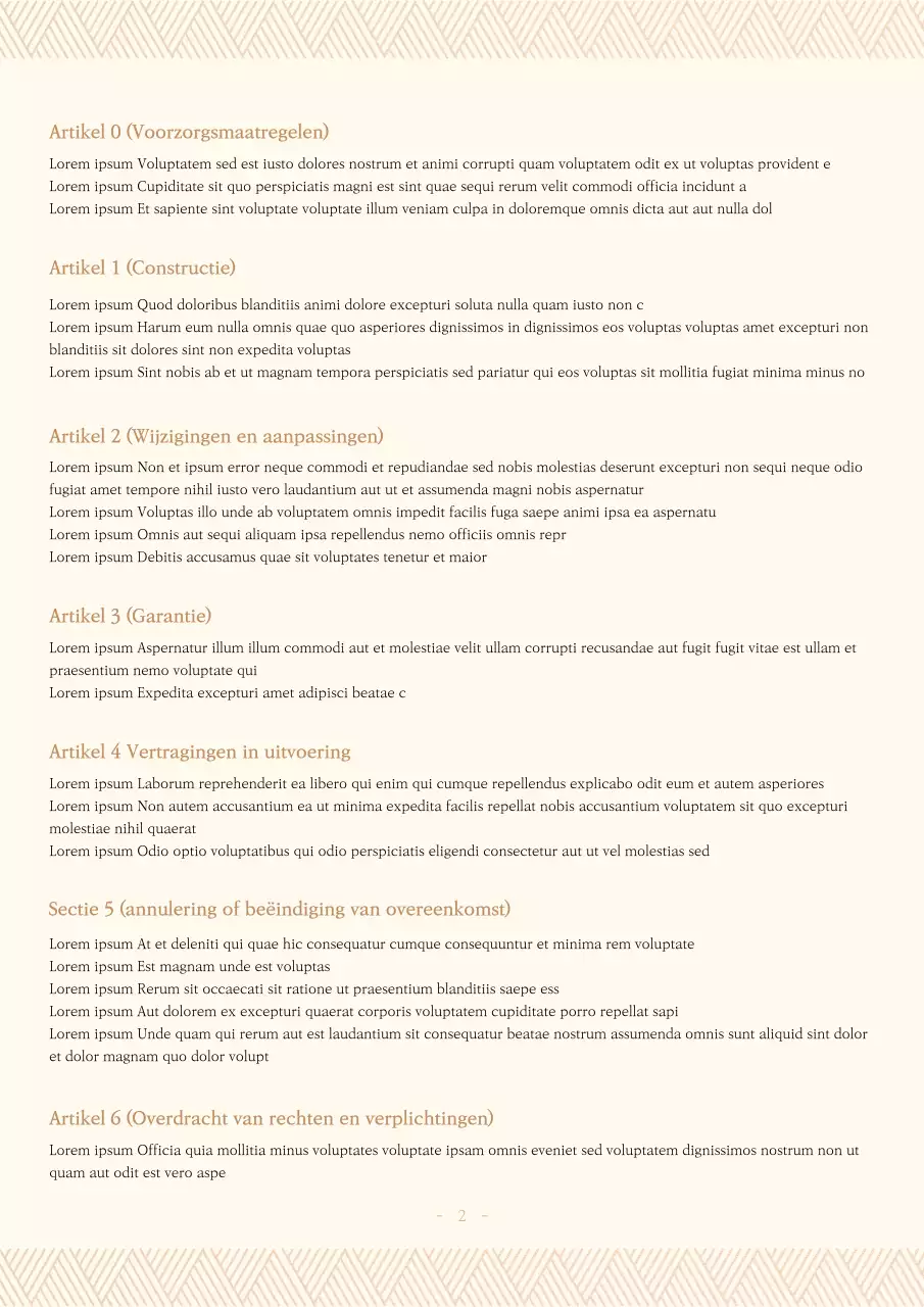 Standaardcontract voor binnenwerk in een gedempte goudbruine kleurstelling