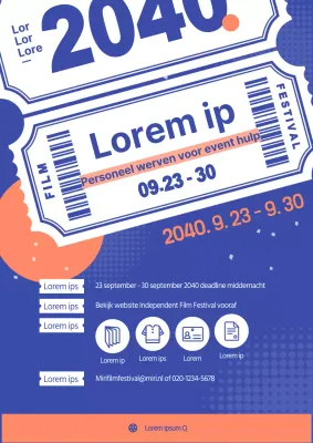 Blauwe en oranje filmfestivalposter