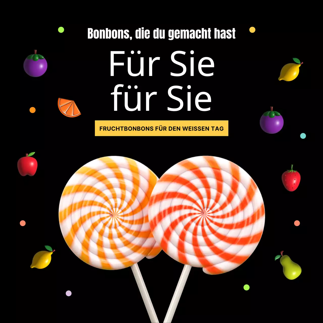 Schwarze und gelbe White Day-Bonbons