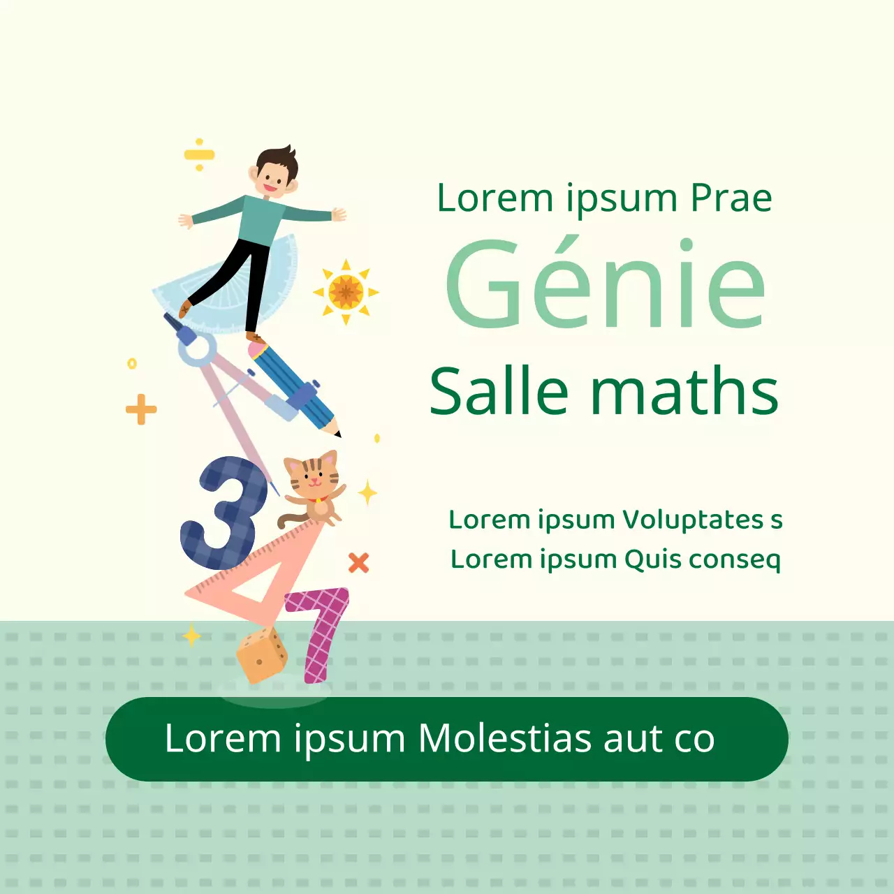 Illustration vert citron vert maths école éducation promotion