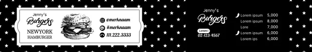 Zwarte retro stippenpatroon handgemaakte hamburgeretiketten