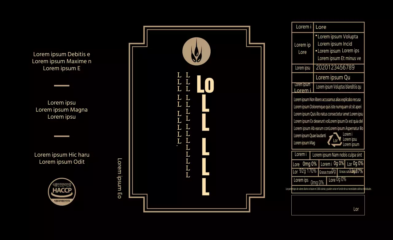 Negro Beige Retro Aceite de sésamo Etiqueta de información alimentaria