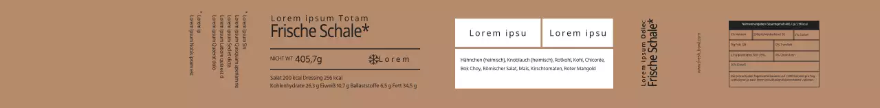 Beigefarbene saubere Etiketten für Salatverpackungen