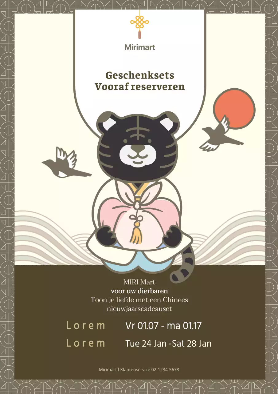 Webposter voor een traditionele nieuwjaarsgeschenkset in bruintinten
