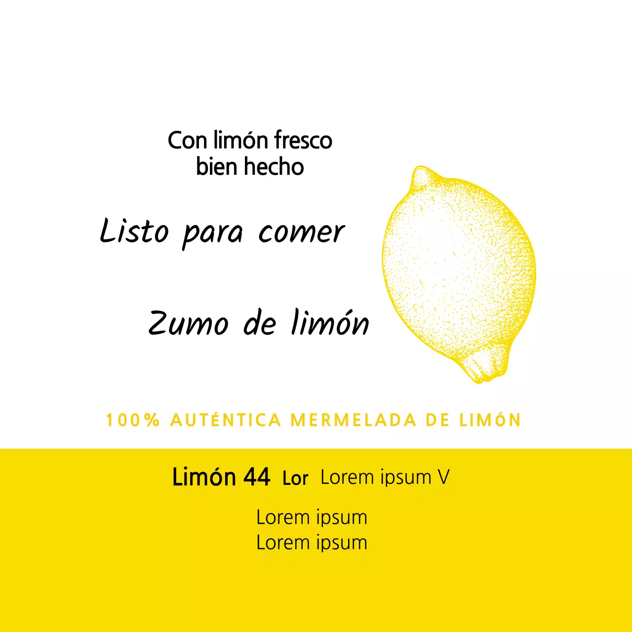 Ilustración amarilla etiqueta de zumo de limón