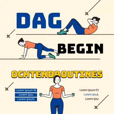 Geel en Blauw Pilates Houding Uitleg Social Media