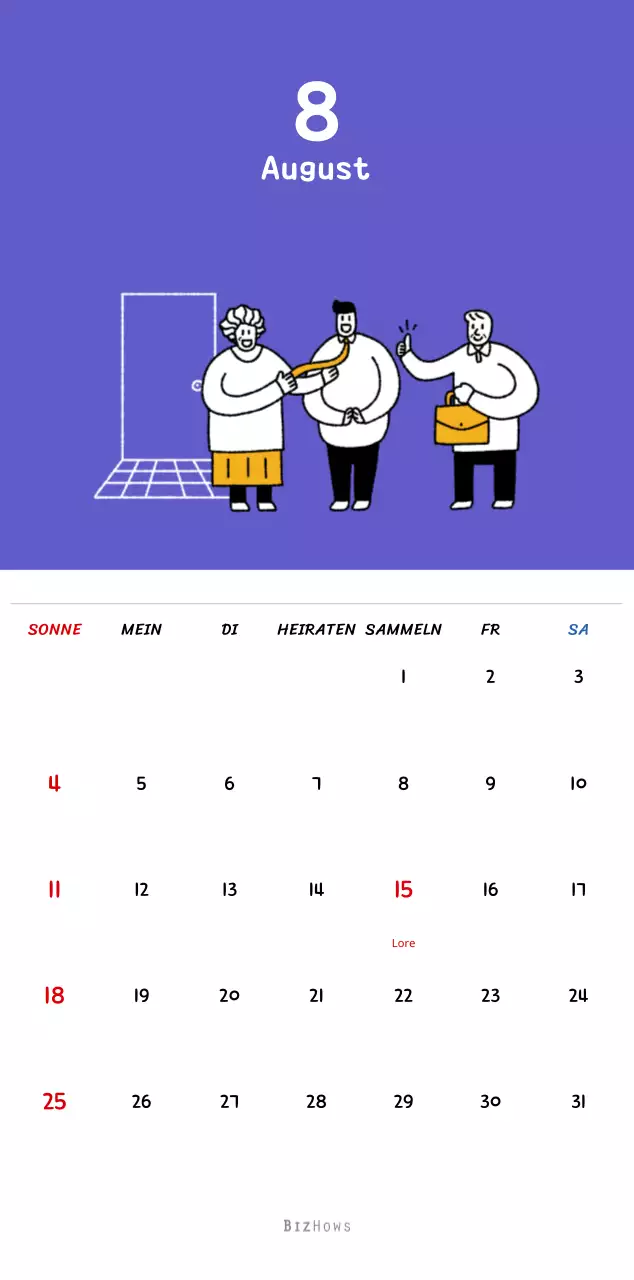 Neujahrskalender mit niedlichen Illustrationen
