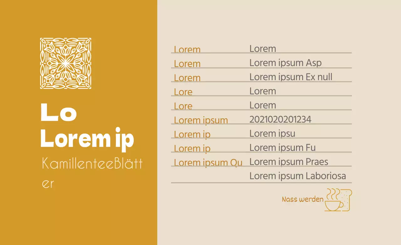 Ocker Logo ordentlich Lebensmittel Kamillentee Detail Etikett