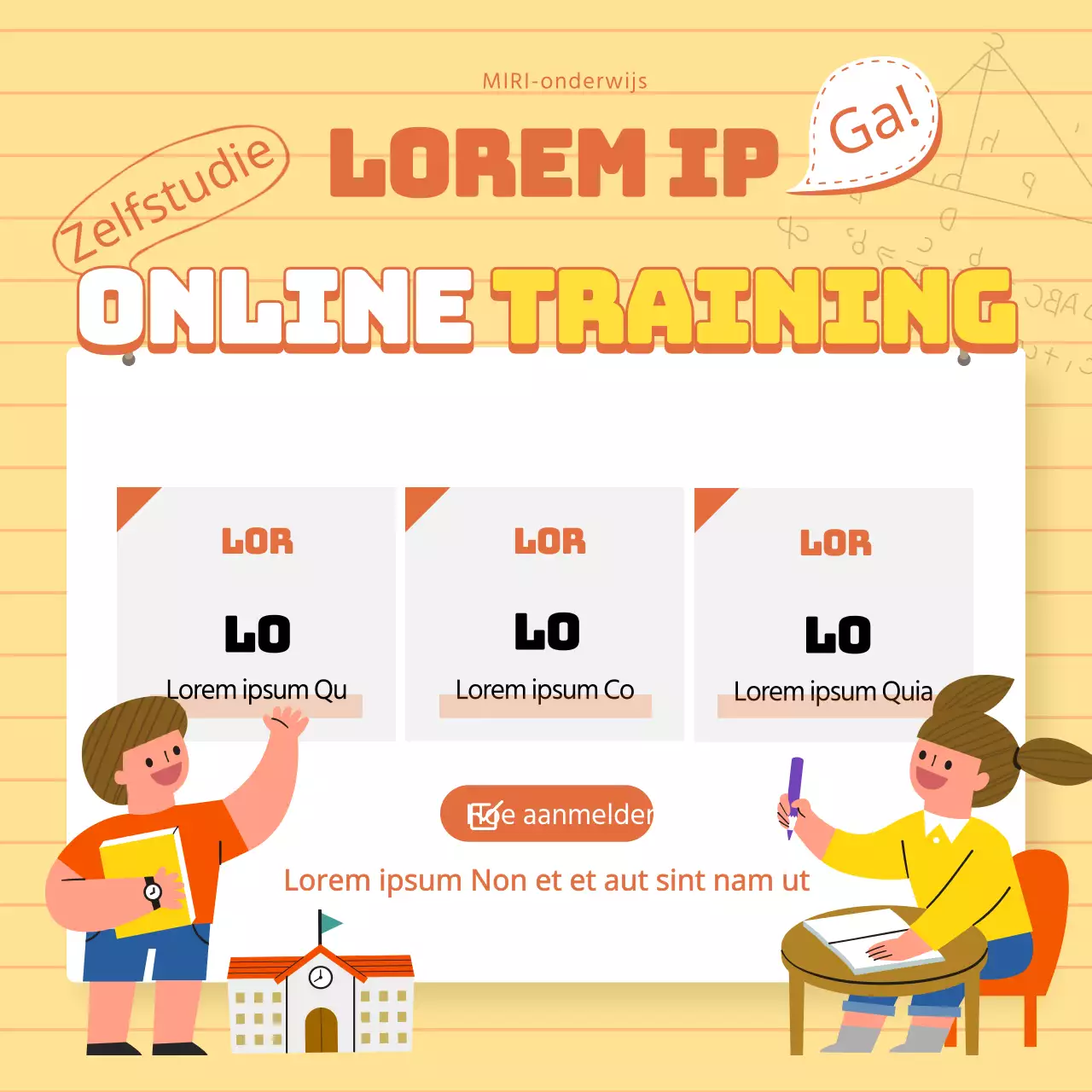 Geel online onderwijs typografie nadruk