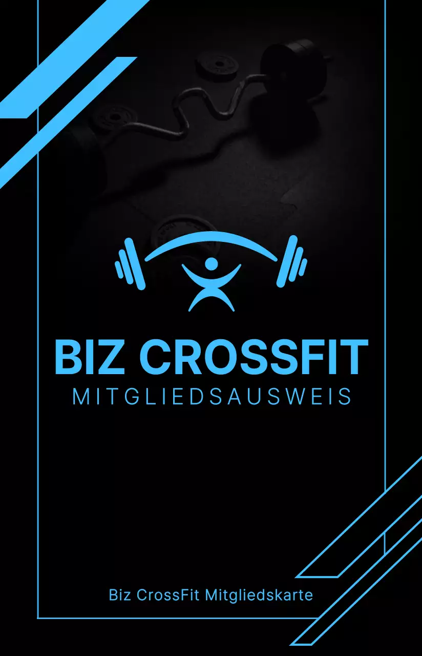 Saubere und einfache Text-Layout-Stil in schwarz und blau CrossFit Mitgliedskarte