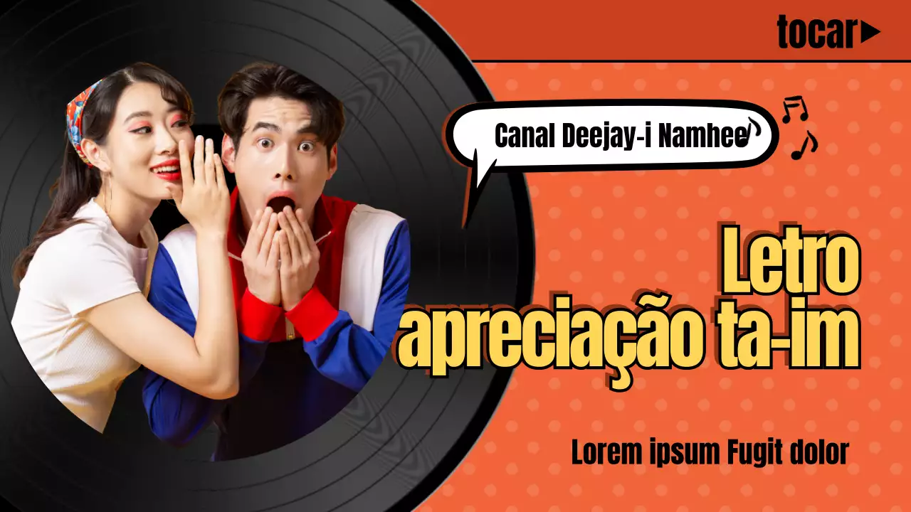 Miniatura do YouTube de uma lista de reprodução de músicas retro com um conceito retro cor de laranja