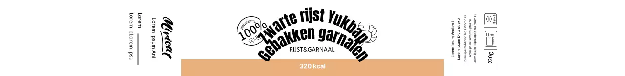 Wit beige eenvoudige illustratie instant rijst etiket