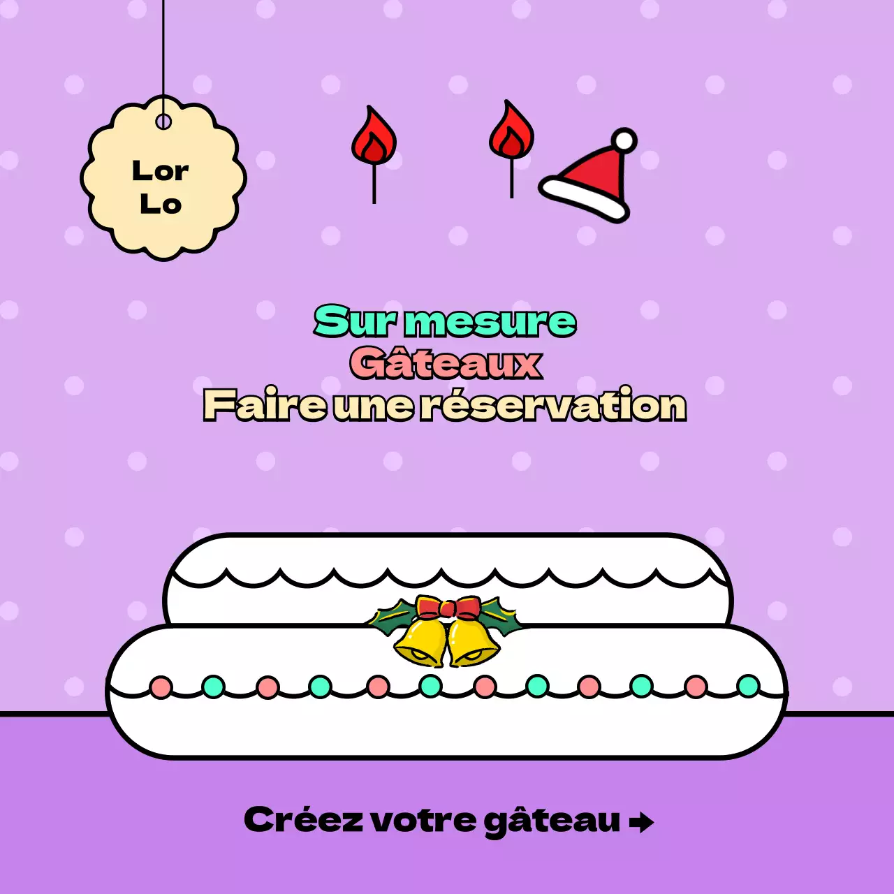 Gâteau de Noël personnalisé événement mignon illustration linéaire
