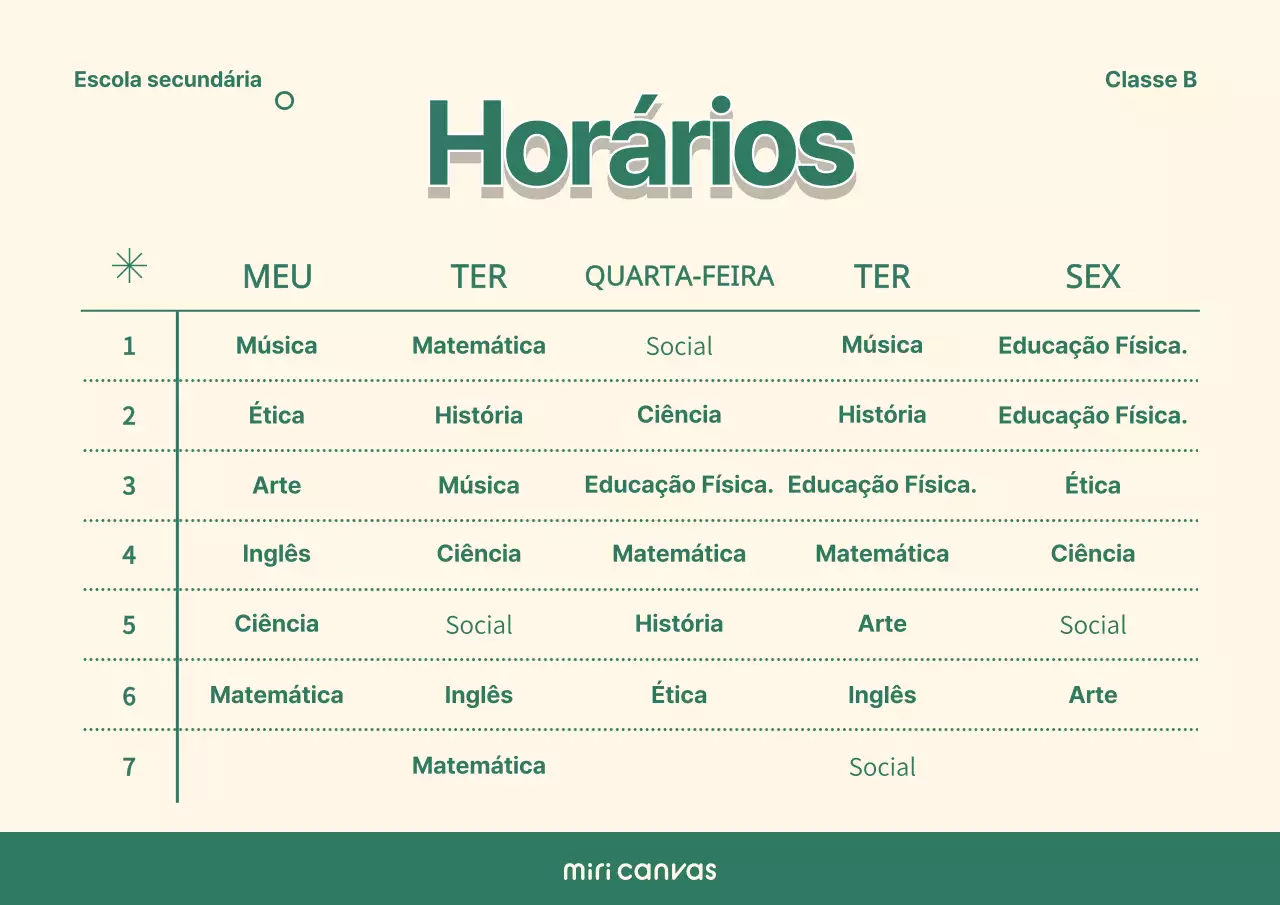 Horários escolares com um conceito simples