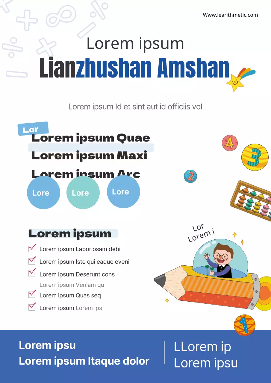 Promouvoir les événements de l'école de mathématiques et l'école avec une illustration d'enfant bleu