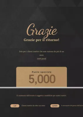 Promuovete un evento per clienti umani con un'illustrazione di un coupon nero e oro