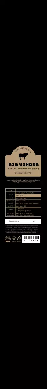 Zwart eenvoudig pictogram Koreaanse korte ribben label