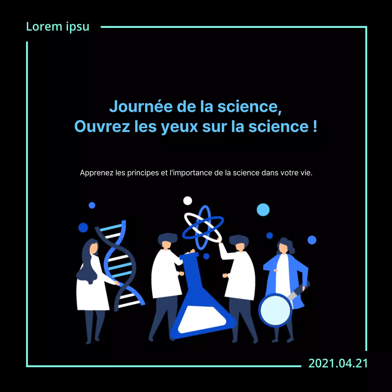 Une journée scientifique propre en noir et bleu clair