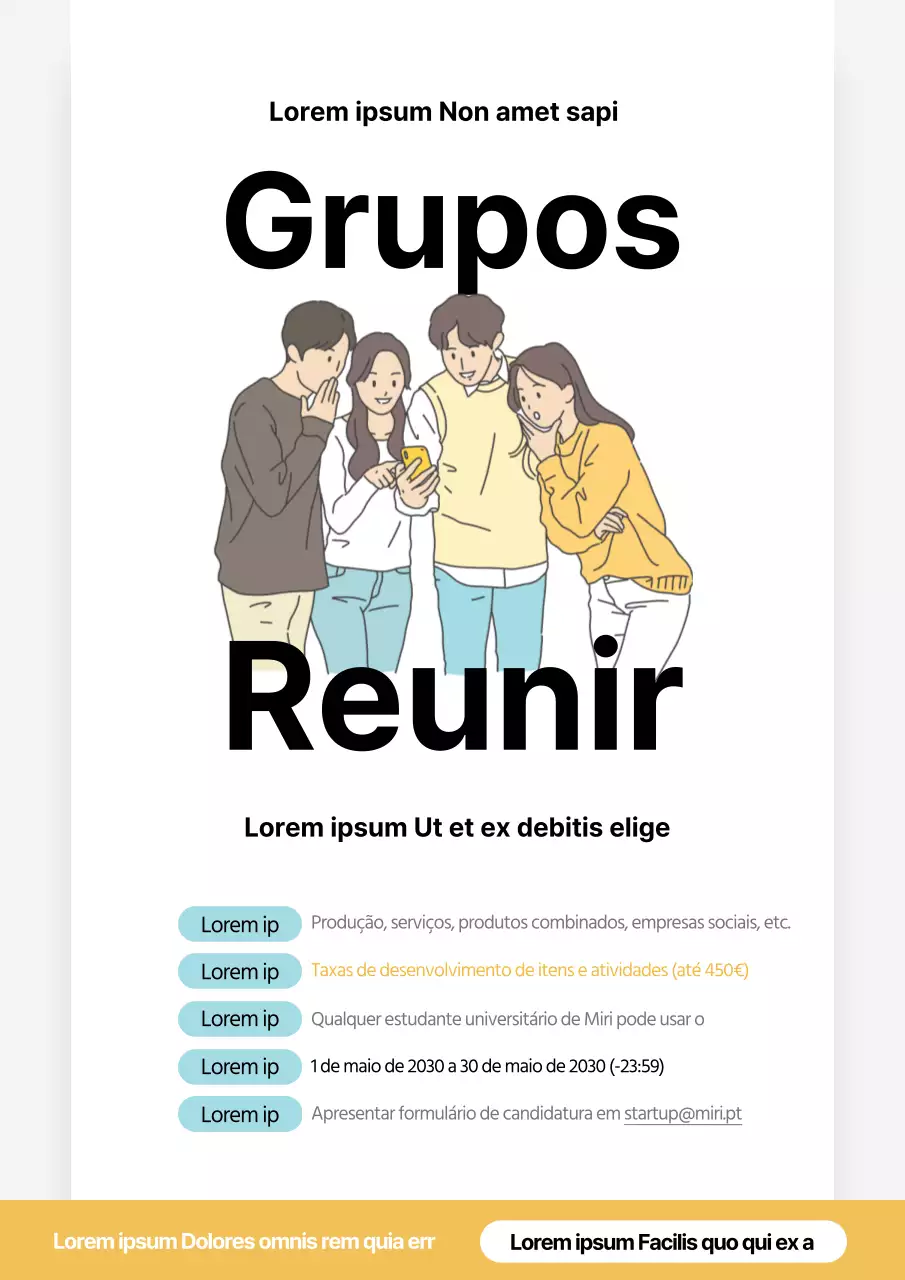 Anúncios de recrutamento de clubes universitários a preto, branco e limpo
